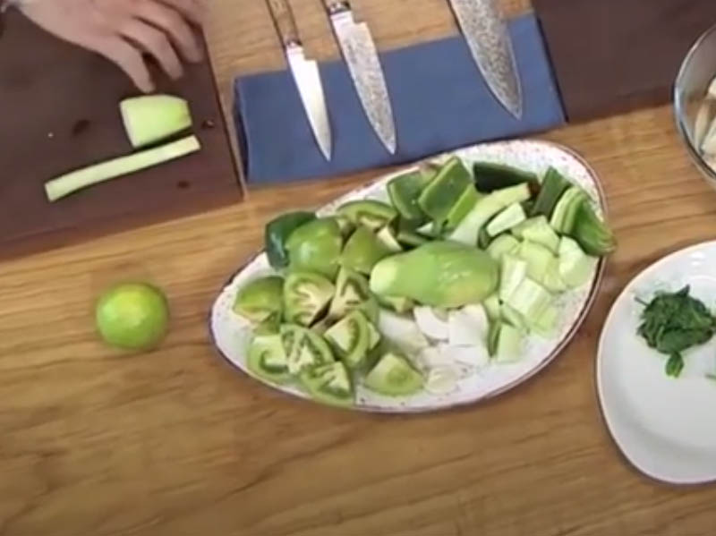 2 chop all the ingredients for green gazpacho